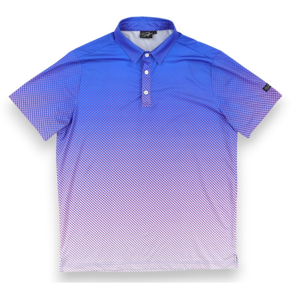 Sunday Swagger Polo Shirt Mens Large Blue Ombre Dot Golf Performance Stretch